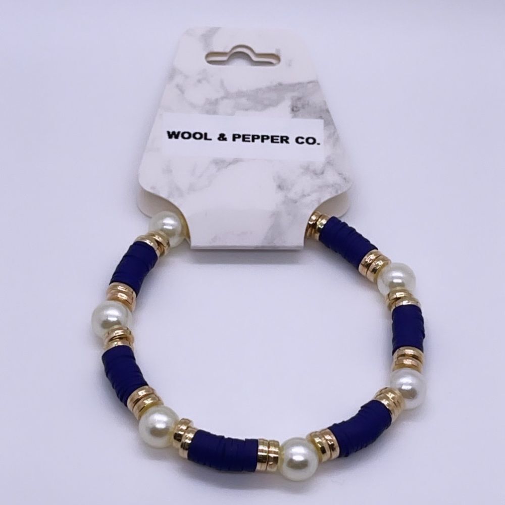 NWT Wool + Pepper Co. Indigo & Gold Bracelet